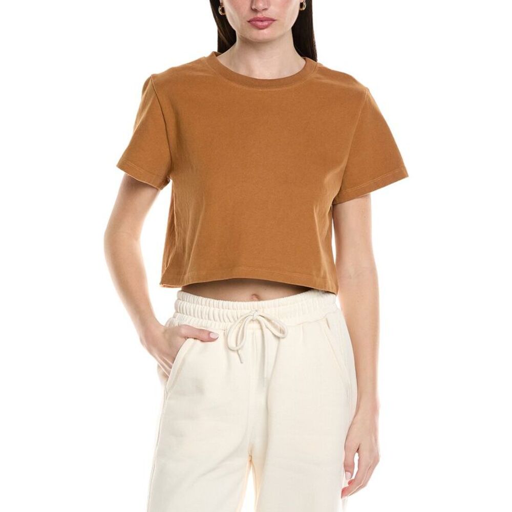 Knit Riot Womens  Harbor Crop T-Shirt, Brown